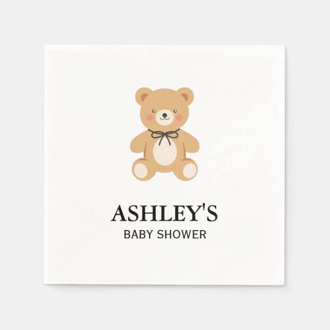 Guardanapo De Papel Urso de Pelúcia Antigo Churrasco Clássico de Bebê (Frente)