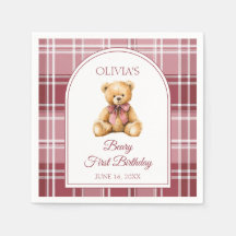 Urso de pelúcia com laço rosa para 1º aniversário