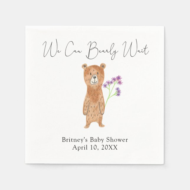 Guardanapo De Papel Urso de pelúcia - mal podemos esperar (Frente)