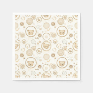Guardanapo De Papel Urso de Pelúcia Neutro Círculo Padrão Bege Bebê (1