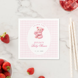 Guardanapo De Papel Urso de pelúcia rosa gingado Churrasco de bebê neu
