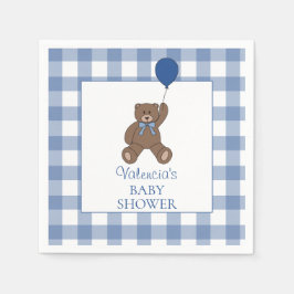 Guardanapo De Papel Urso de pelúcia xadrez Baby Boy Blue Buffalo Baby 