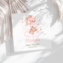 Urso de Teddy com Chá de fraldas de Balões Rosa