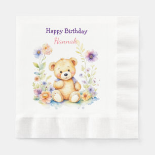Guardanapo De Papel Urso de Teddy na Festa de aniversário das Flores