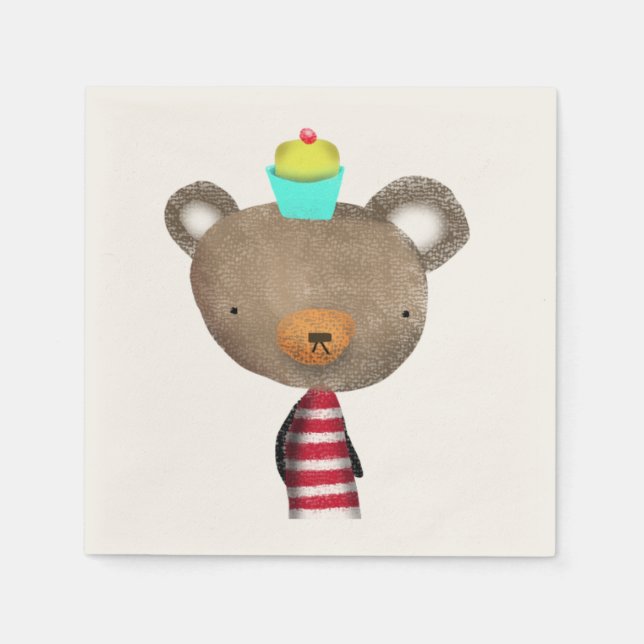 Guardanapo De Papel Urso e cupcake de Napkins (Frente)
