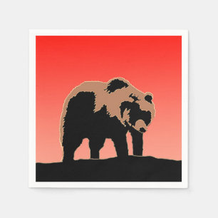 Guardanapo De Papel Urso Grizzly no Sunset - Arte Original sobre Vida