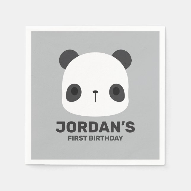 Guardanapo De Papel Urso Panda Bonito com Nome Personalizado (Frente)