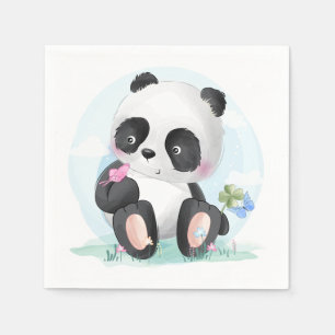 Guardanapo De Papel Urso Panda de Aquarela