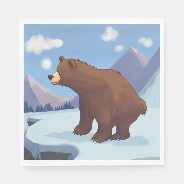 Guardanapo De Papel Urso pardo nas montanhas (Frente)