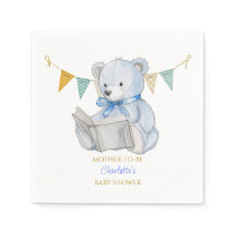 Urso Personalizado lendo um Chá de fraldas de livr