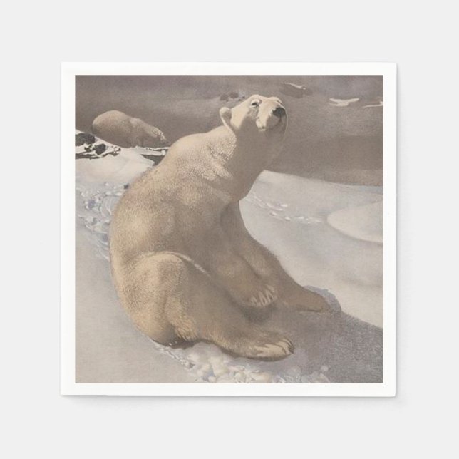 Guardanapo De Papel Urso polar a saltar na ilustração da colheita de n (Frente)