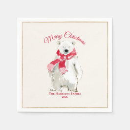 Guardanapo De Papel Urso Polar Aquarela Natal Personalizado