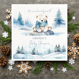 Guardanapo De Papel Urso-Polar Inverno Urso Carruagem chá de fraldas