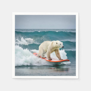 Guardanapo De Papel Urso Polar Num Surfboard