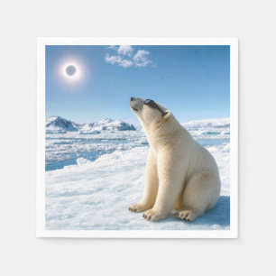 Guardanapo De Papel Urso Polar Olhando para um Eclipse Solar