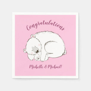 Guardanapo De Papel Urso Polar Rosa