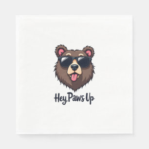 Guardanapo De Papel Urso Vintage Hey Paws Up com Óculos de Sol Cachorr