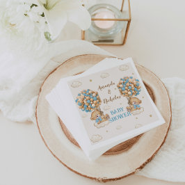 Guardanapo De Papel Ursos Bonitos Gêmeos Chás Balões Azuis