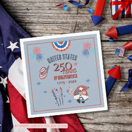Guardanapo De Papel US 250th Anniversary Patriotic Gnome Paper Napkin