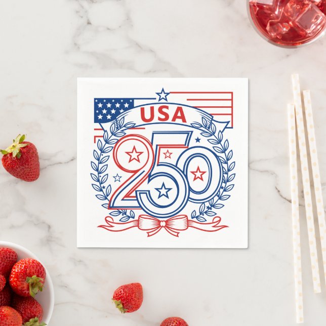 Guardanapo De Papel USA 250 Patriotic Anniversary Emblem Design (Insitu)
