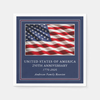 Guardanapo De Papel USA 250th Anniversary Patriotic Party Navy Blue