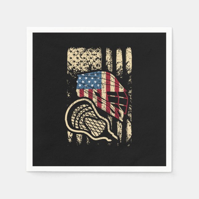 Guardanapo De Papel USA Flag Lax Patriotic American Lacrosse Player (Frente)