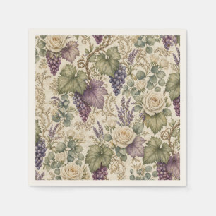 Guardanapo De Papel Uvas Antigas, Lavanda & Rosas Brancas