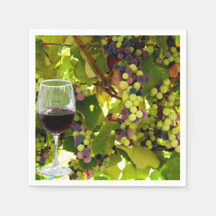Guardanapo De Papel Uvas Roxas a Crescer na Vinha com Vinho
