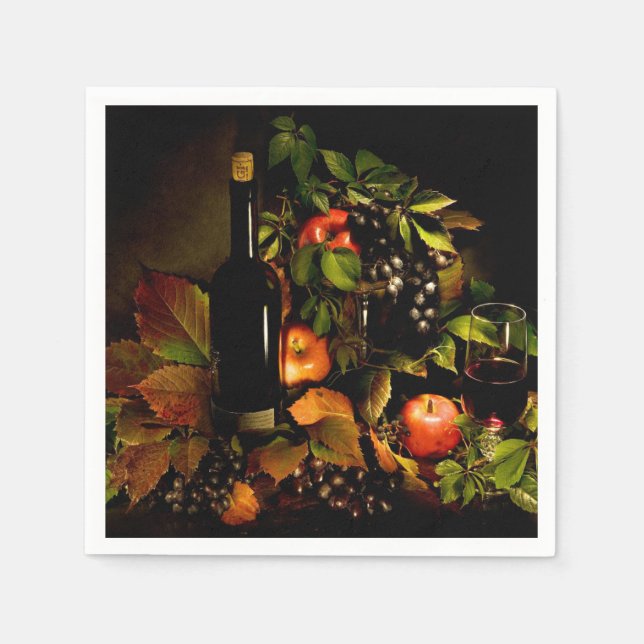 Guardanapo De Papel Uvas, Vinho e Maçãs (Frente)