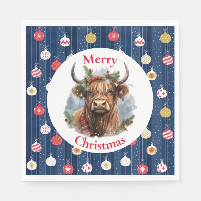 Guardanapo De Papel Vaca de Natal Blue Baulables (Frente)