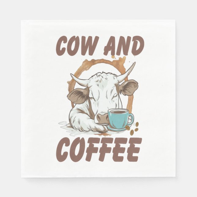 Guardanapo De Papel Vaca e café, garota ocidental engraçada (Frente)