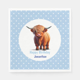 Guardanapo De Papel Vaca Highland Blue Birday