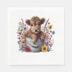 Guardanapo De Papel Vaca Highland em Balde Flor, Cueca