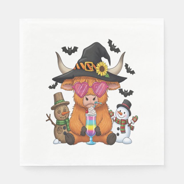 Guardanapo De Papel Vaca Highland Halloween (Frente)