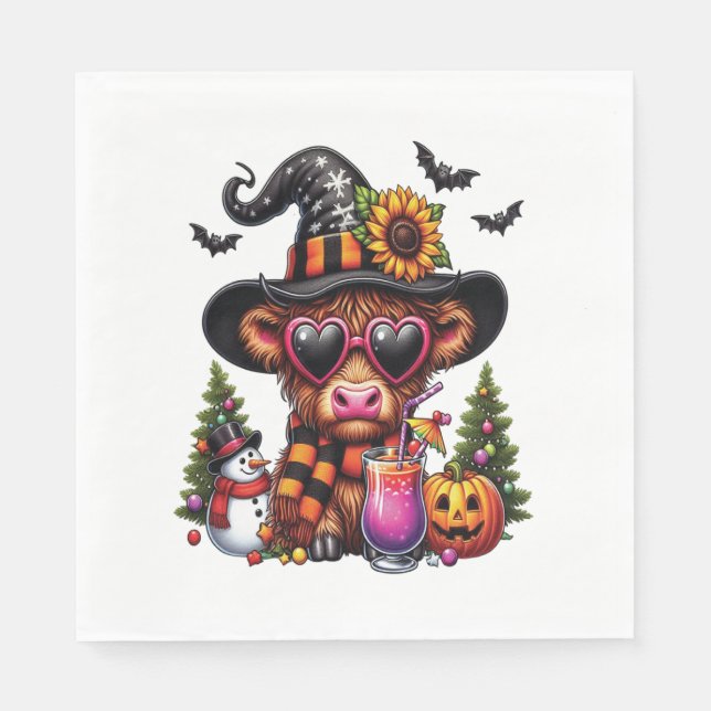 Guardanapo De Papel Vaca Highland Halloween (Frente)