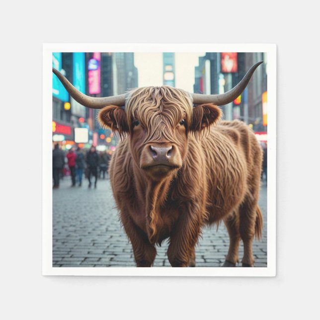 Guardanapo De Papel Vaca Highland na Times Square (Frente)