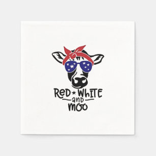 Guardanapo De Papel Vaca Patriótica Branca Vermelha e Moo Quarto de ju