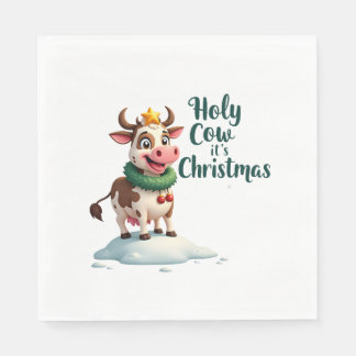 Guardanapo De Papel Vaca sagrada é Natal Camiseta da Vaca de Natal (3)