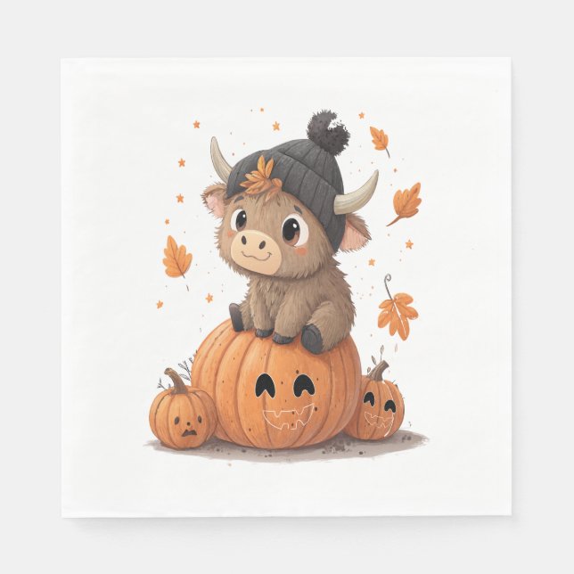 Guardanapo De Papel Vaca Superficial Highland Halloween (Frente)