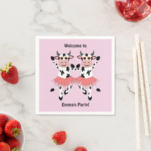 Guardanapo De Papel Vacas dançantes bonitas e engraçadas