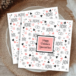 Guardanapo De Papel Valentine Tablescape Love Text Sketch Style Napkin