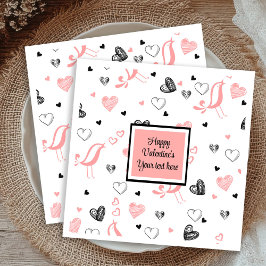Guardanapo De Papel Valentine Tableware Pink Black Love Sketch Napkins