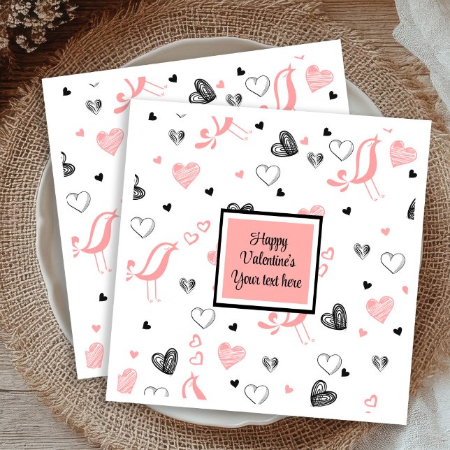 Guardanapo De Papel Valentine Tableware Pink Black Love Sketch Napkins (Valentine Tableware Pink Black Love Sketch Napkins)