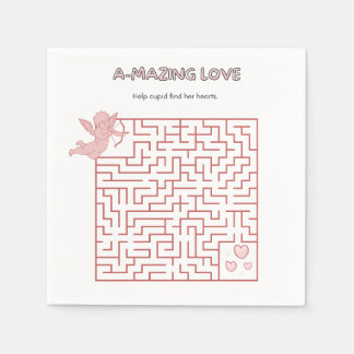 Guardanapo De Papel Valentine's Day Adorable Pink Maze Fun Whimsy