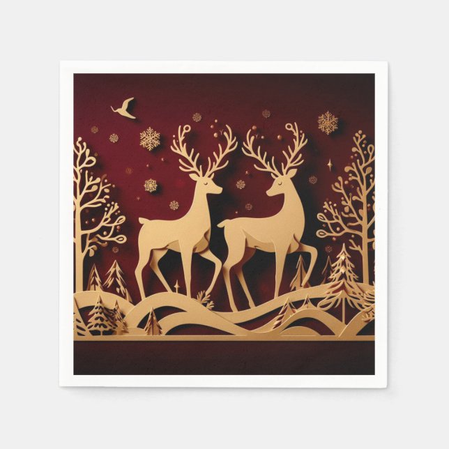 Guardanapo De Papel Valsa das Rena Celestiais – Floresta Dourada (Frente)