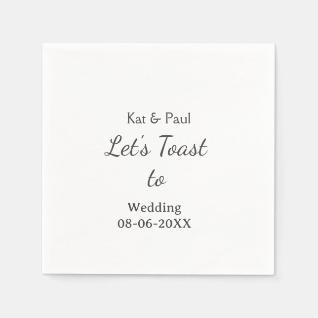 Guardanapo De Papel Vamos brindar ao casamento nome data casal simples (Frente)