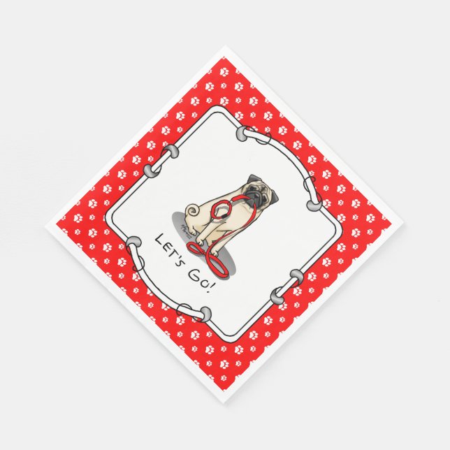 Guardanapo De Papel Vamos! (caminhada) Cachorro-Pug (desmazelado claro (Quina)