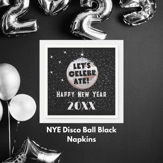 Guardanapo De Papel Vamos Celebrar NYE Disco Ball Black (NYE Disco Ball Black Napkins)