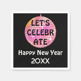 Guardanapo De Papel Vamos Celebrar NYE Disco Ball Rosa