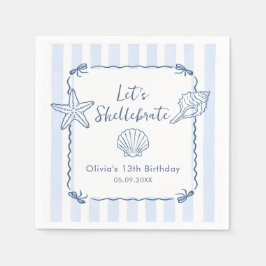 Guardanapo De Papel Vamos Celebrar o Aniversário com Conchas de Guarda